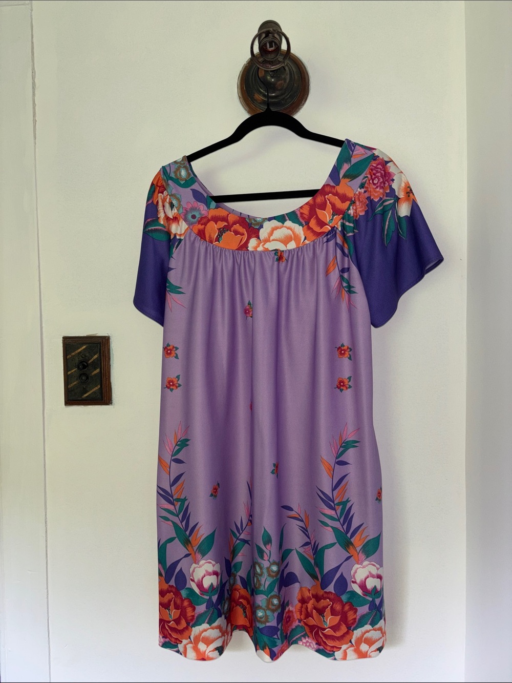 Lilac Floral Scoop-Neck Women’s Dress